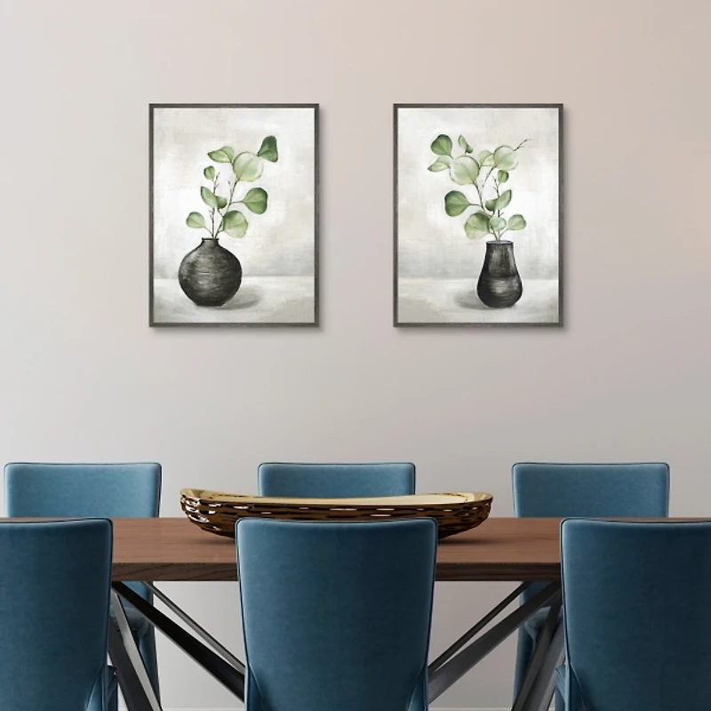 Quiet Zen Plant Framed Canvas Art Prints, Set of 2
