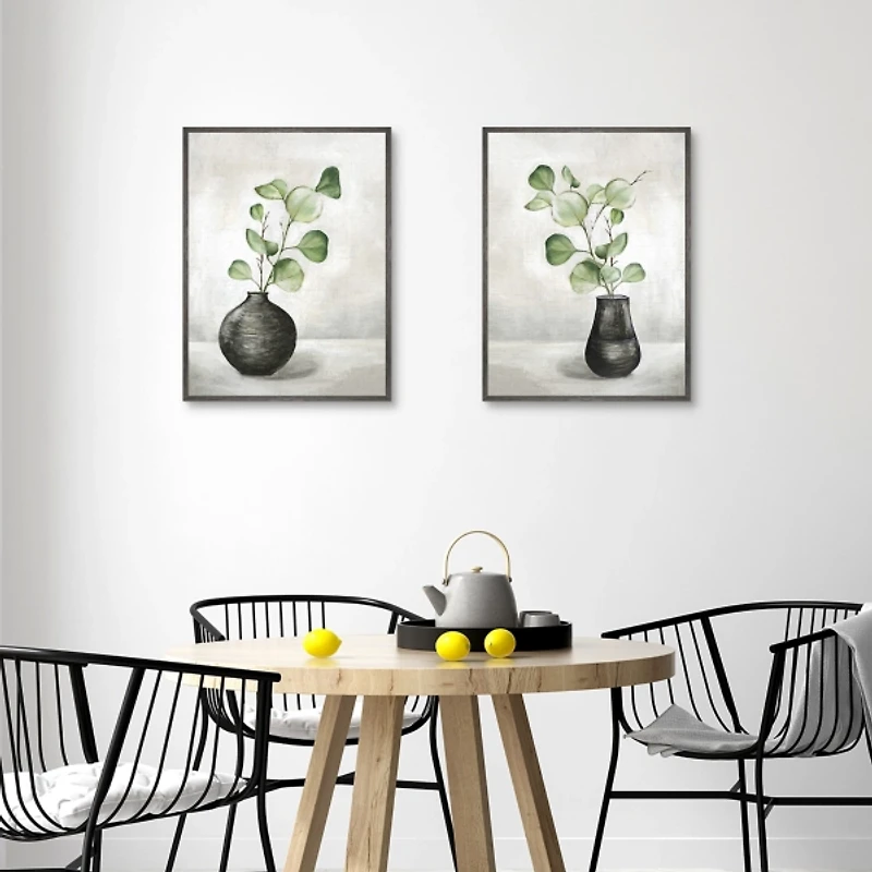 Quiet Zen Plant Framed Canvas Art Prints, Set of 2