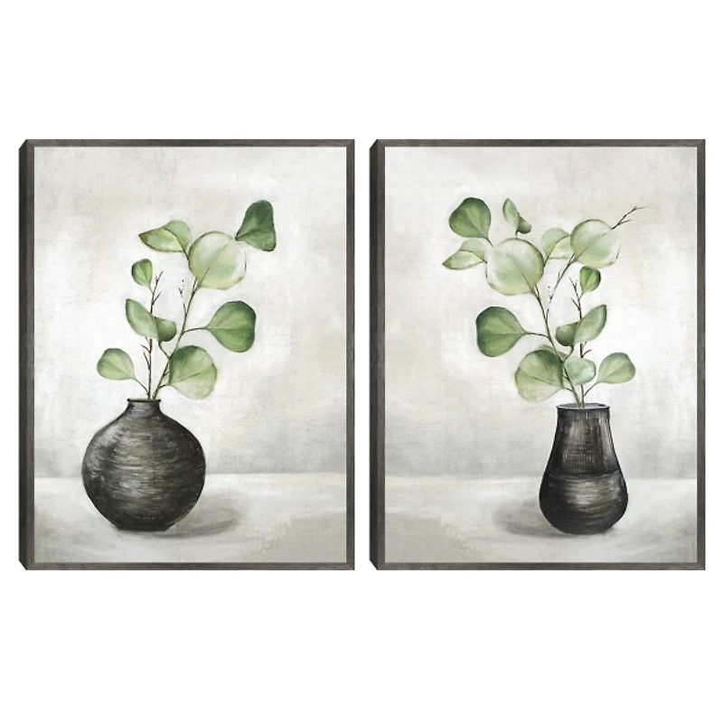 Quiet Zen Plant Framed Canvas Art Prints, Set of 2