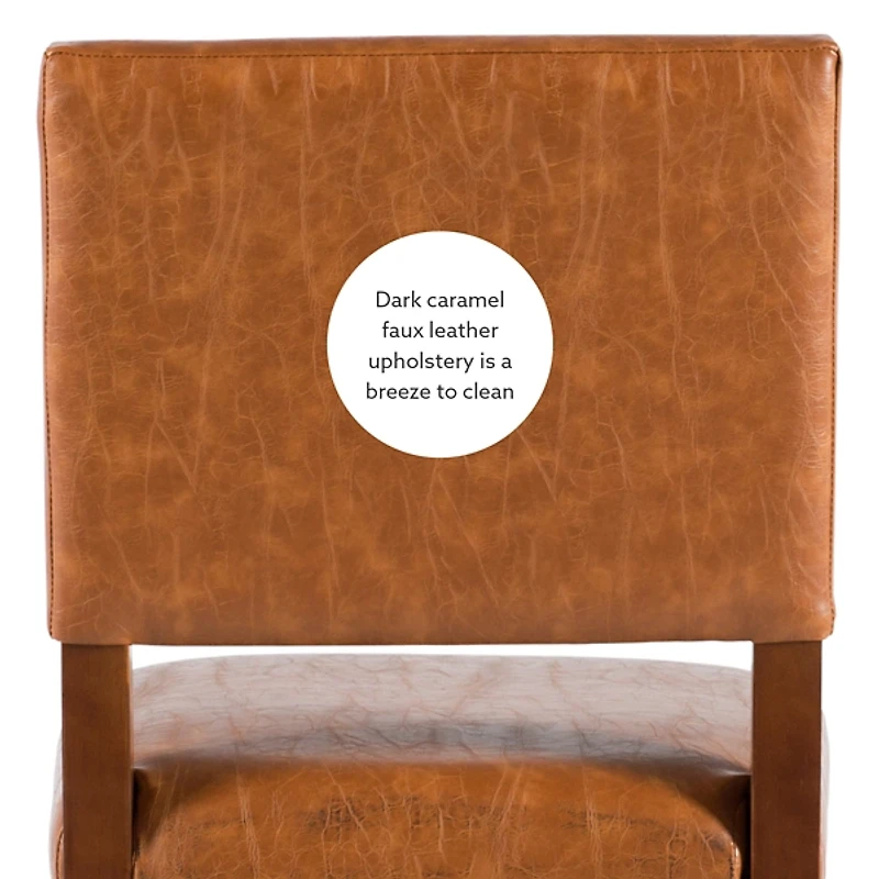 Brown Faux Leather Square Classic Counter Stool