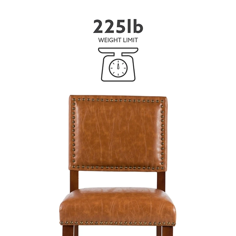 Brown Faux Leather Square Classic Counter Stool