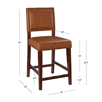Brown Faux Leather Square Classic Counter Stool