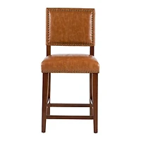 Brown Faux Leather Square Classic Counter Stool