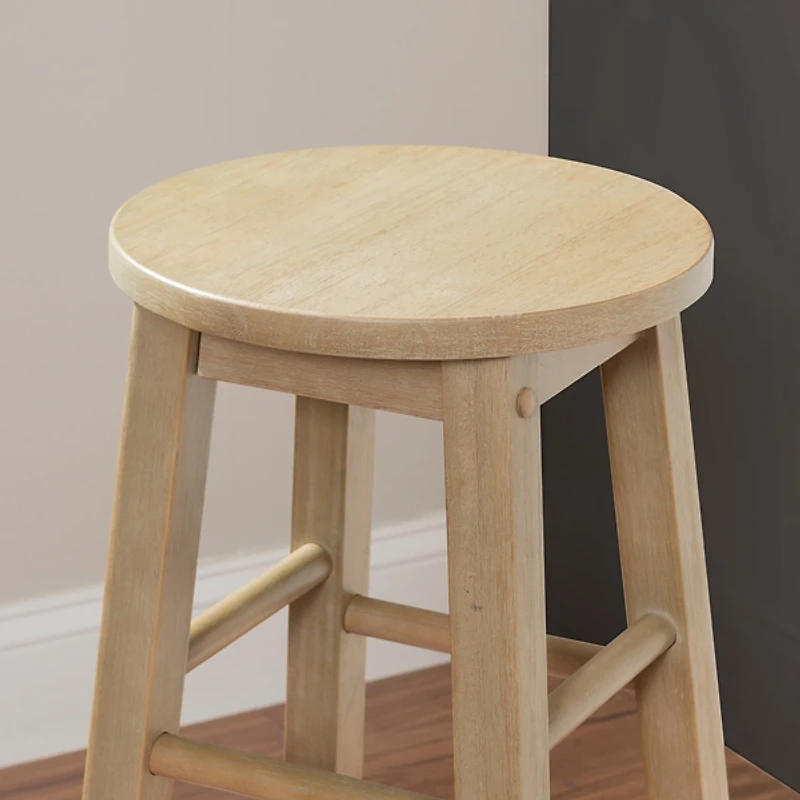 Rustic Wood Pub Classic Backless Bar Stool