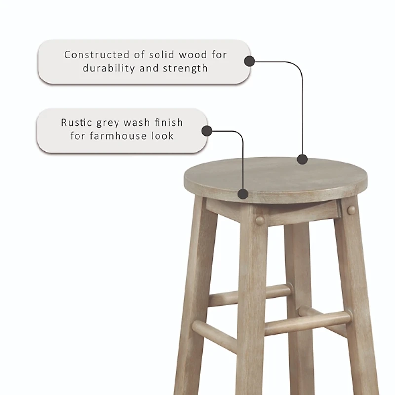 Rustic Wood Pub Classic Backless Bar Stool