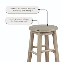 Rustic Wood Pub Classic Backless Bar Stool