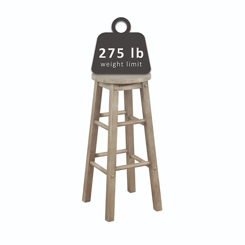 Rustic Wood Pub Classic Backless Bar Stool
