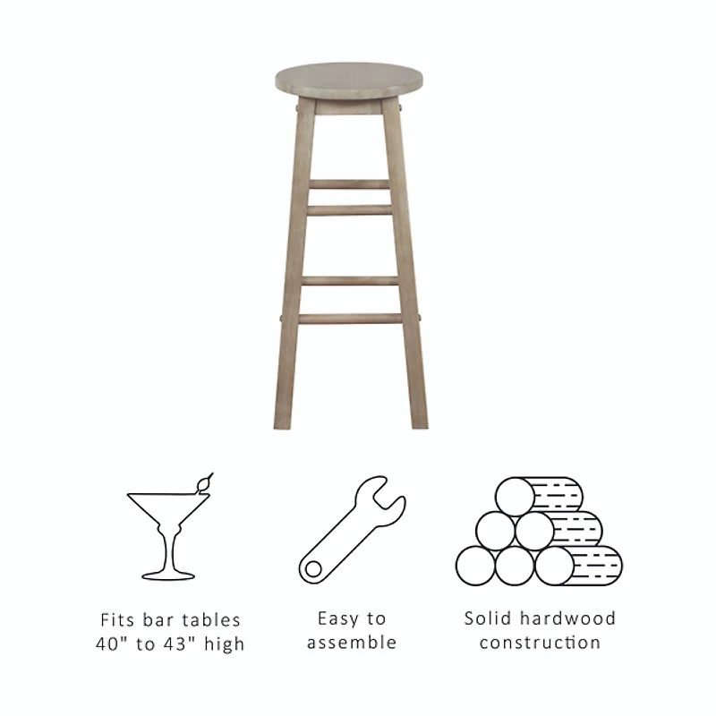 Rustic Wood Pub Classic Backless Bar Stool