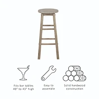 Rustic Wood Pub Classic Backless Bar Stool
