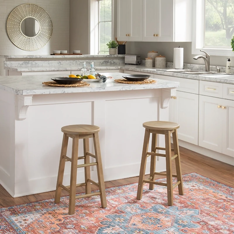 Rustic Wood Pub Classic Backless Counter Stool