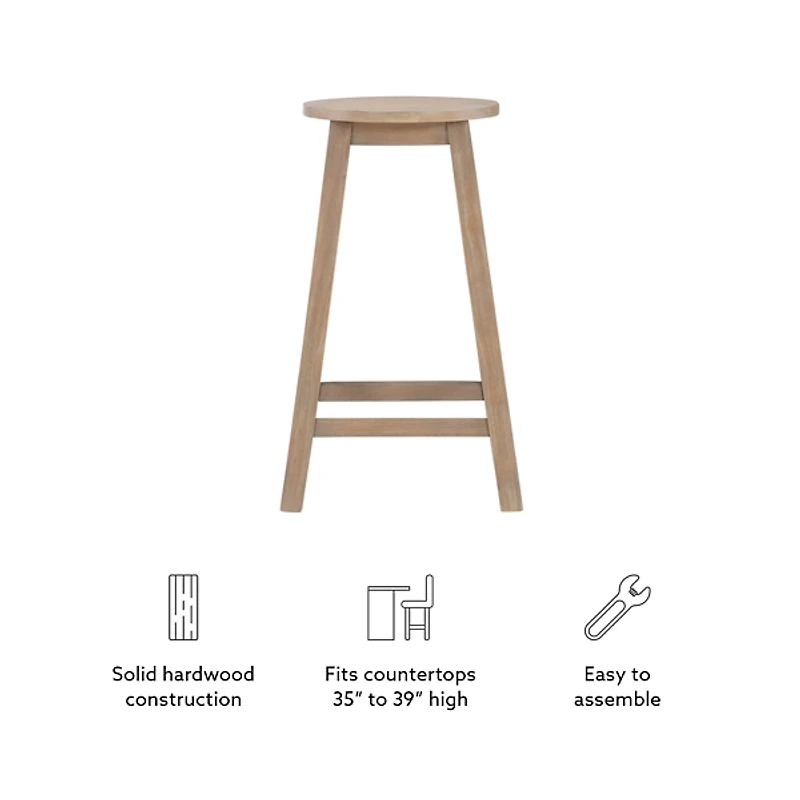 Rustic Wood Pub Classic Backless Counter Stool