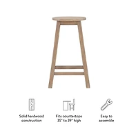 Rustic Wood Pub Classic Backless Counter Stool