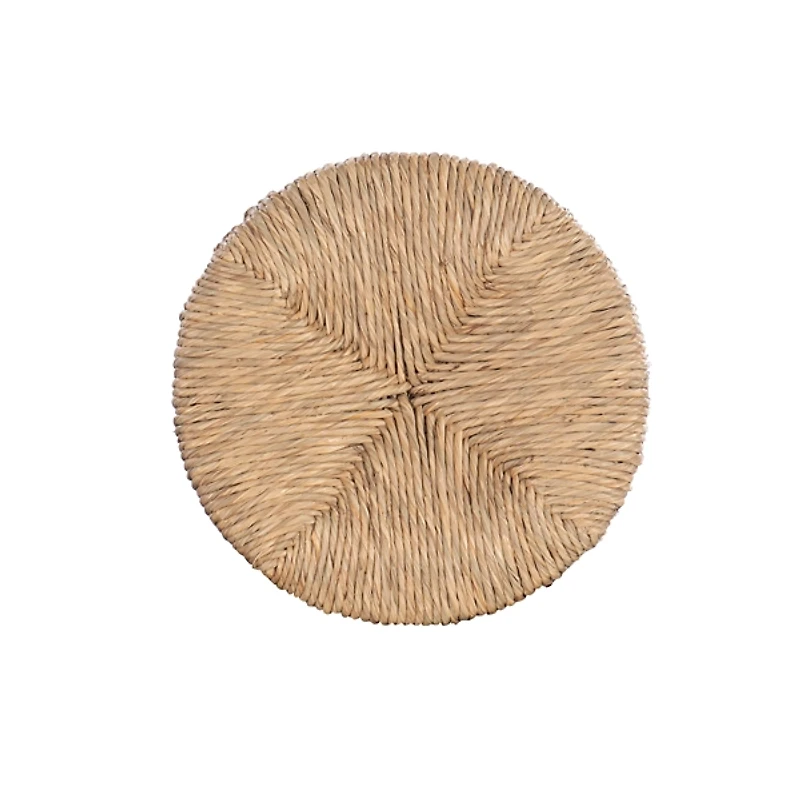 Black Wood Seagrass Seat Swivel Counter Stool