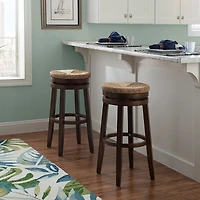 Dark Brown Seagrass Swivel Bar Stool