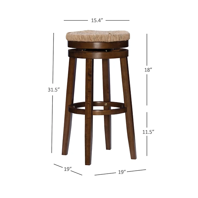 Dark Brown Seagrass Swivel Bar Stool