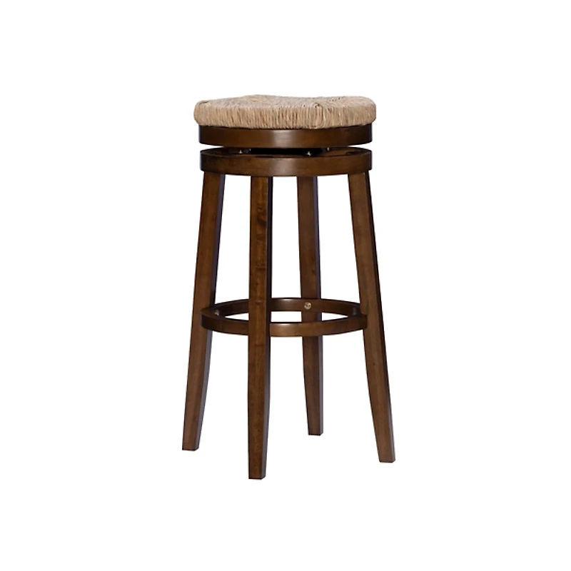 Dark Brown Seagrass Swivel Bar Stool
