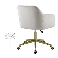Cream Upholstered Tufted Swivel Office Chair