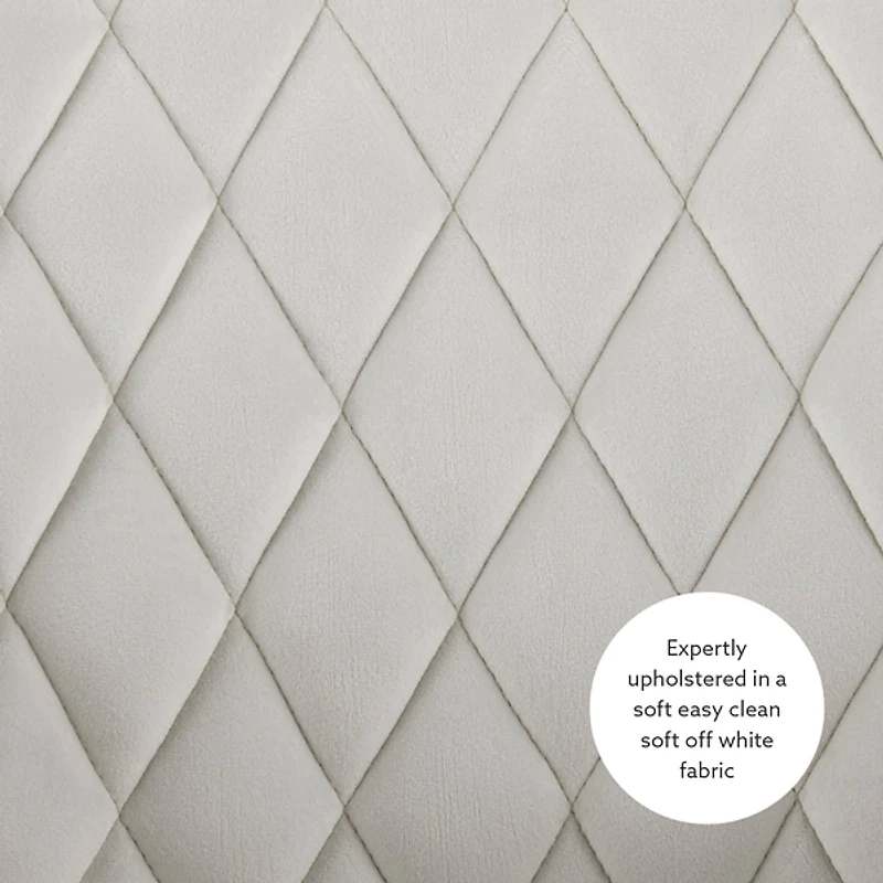 Cream Upholstered Tufted Swivel Office Chair