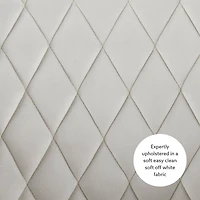 Cream Upholstered Tufted Swivel Office Chair