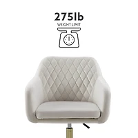 Cream Upholstered Tufted Swivel Office Chair