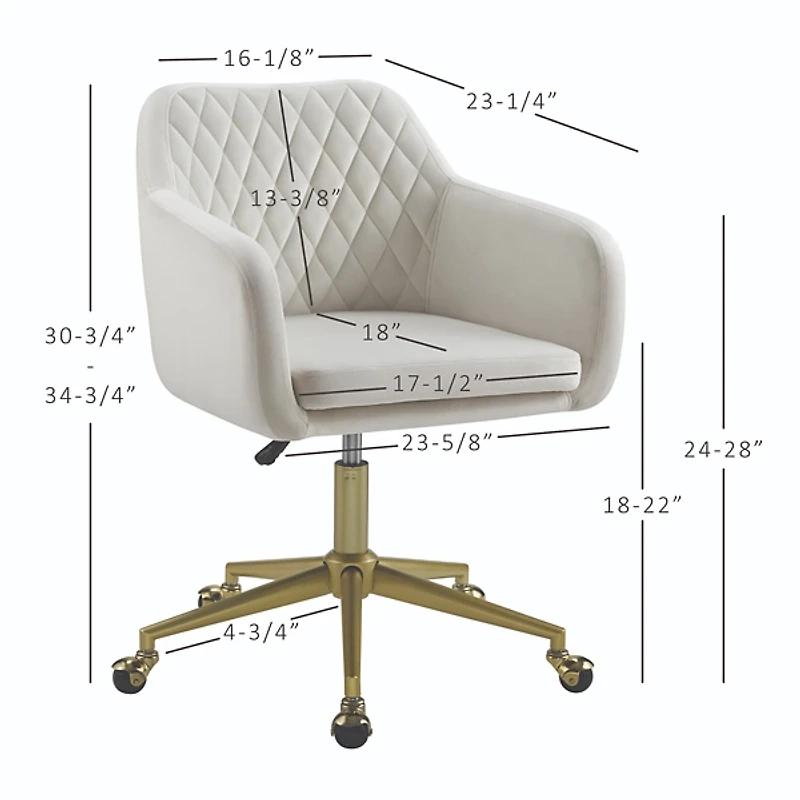 Cream Upholstered Tufted Swivel Office Chair