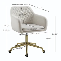 Cream Upholstered Tufted Swivel Office Chair