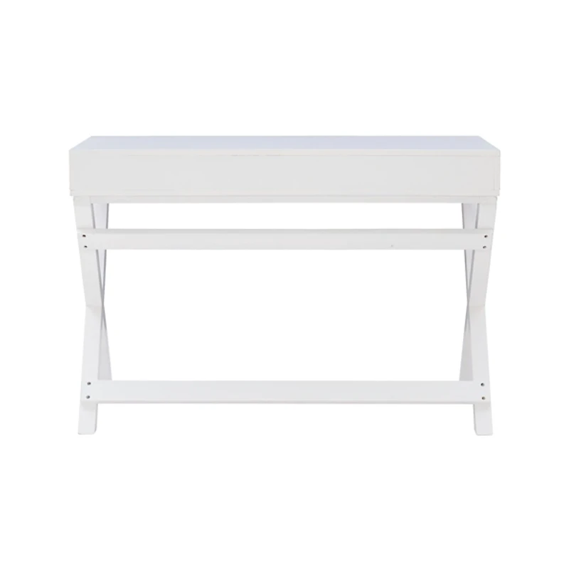 White Wood 2-Drawer X-Frame Desk