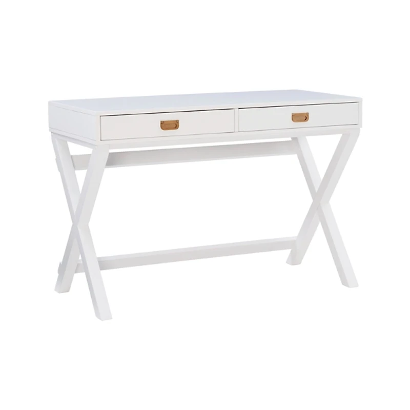 White Wood 2-Drawer X-Frame Desk