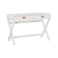 White Wood 2-Drawer X-Frame Desk