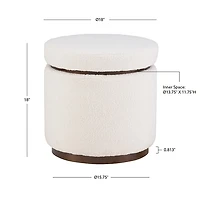 White Sherpa Upholstered Storage Ottoman