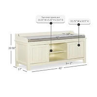 White Wood Upholstered Storage Bench