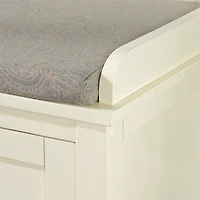 White Wood Upholstered Storage Bench