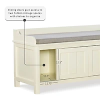 White Wood Upholstered Storage Bench