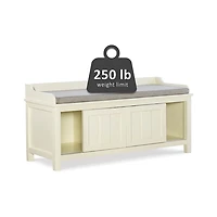 White Wood Upholstered Storage Bench