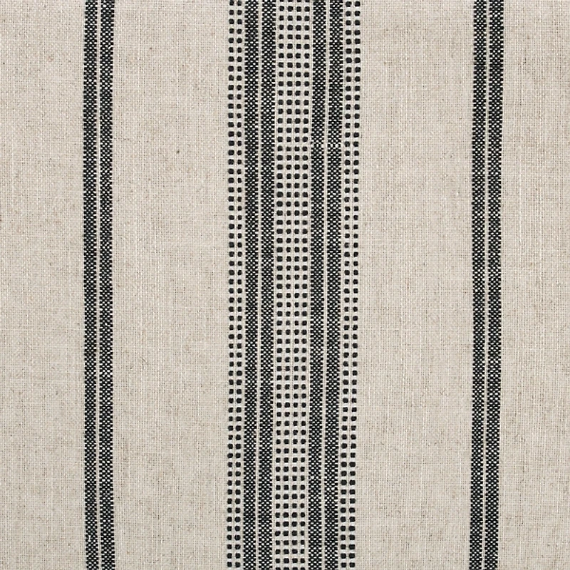 Black and White Striped Upholstered Ottoman