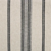 Black and White Striped Upholstered Ottoman