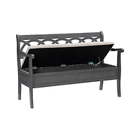 Gray Wood Upholstered Storage Bench