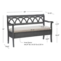 Gray Wood Upholstered Storage Bench