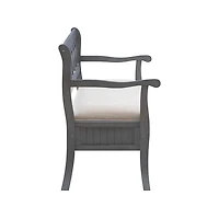 Gray Wood Upholstered Storage Bench