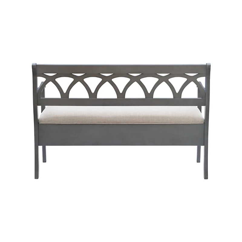 Gray Wood Upholstered Storage Bench