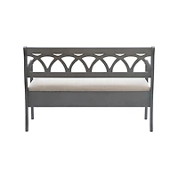 Gray Wood Upholstered Storage Bench