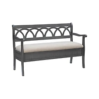 Gray Wood Upholstered Storage Bench