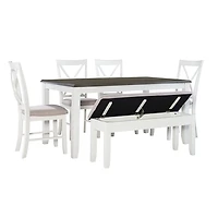 Gray and White Upholstered Wood 6-pc. Dining Set