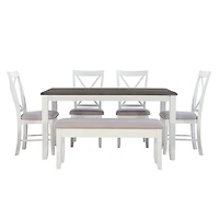 Gray and White Upholstered Wood 6-pc. Dining Set