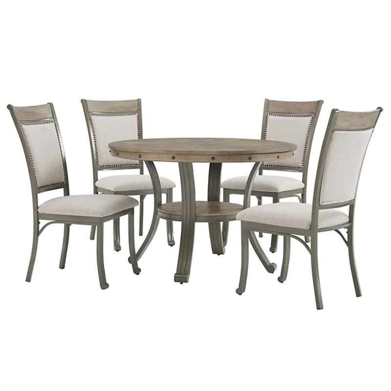 Gray Wood and Upholstered Chairs 5-pc. Dining Set