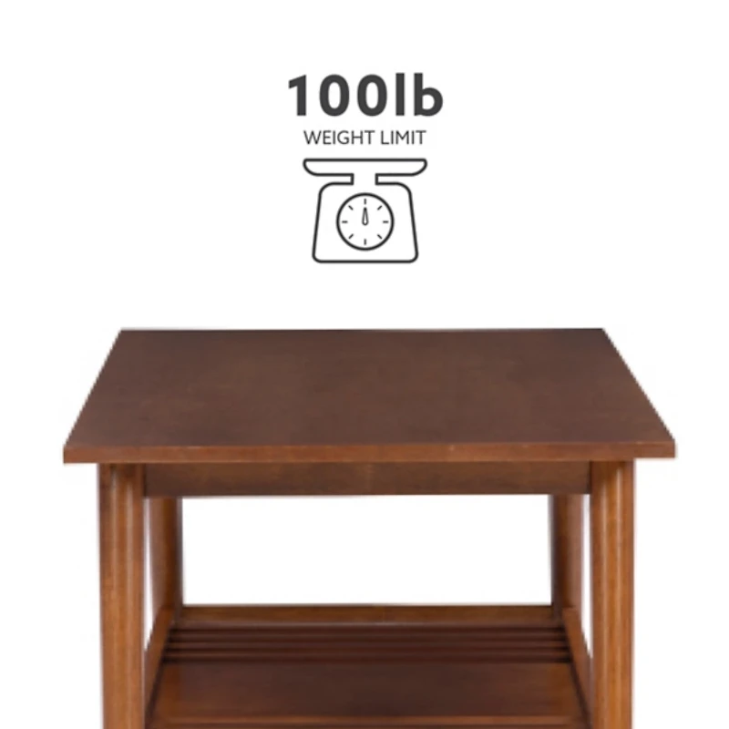 Brown Wood Slatted Bottom Shelf Coffee Table