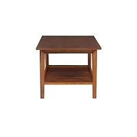 Brown Wood Slatted Bottom Shelf Coffee Table