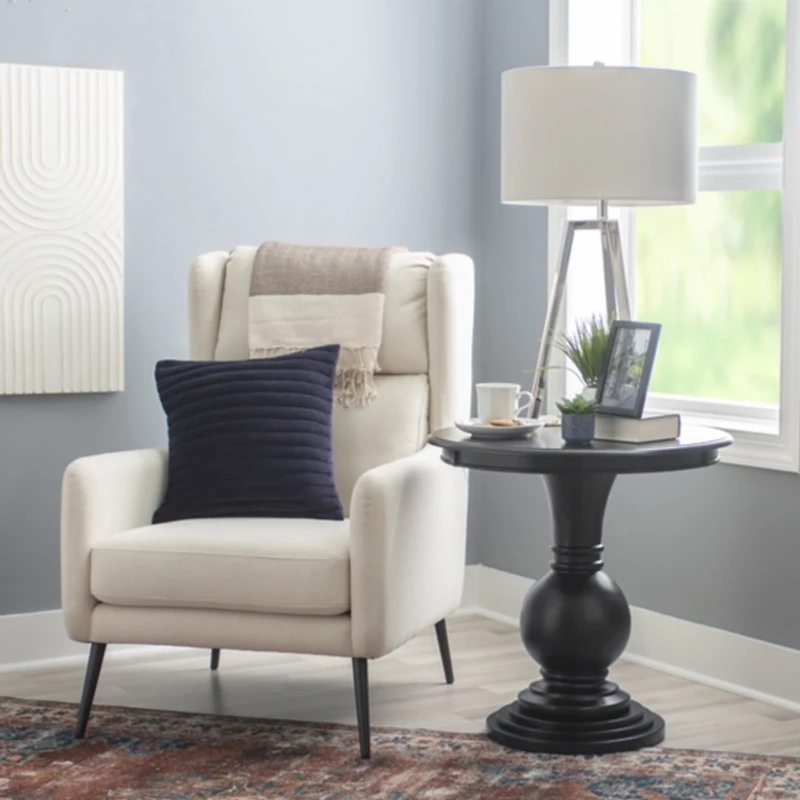 Wood Round Base Side Table