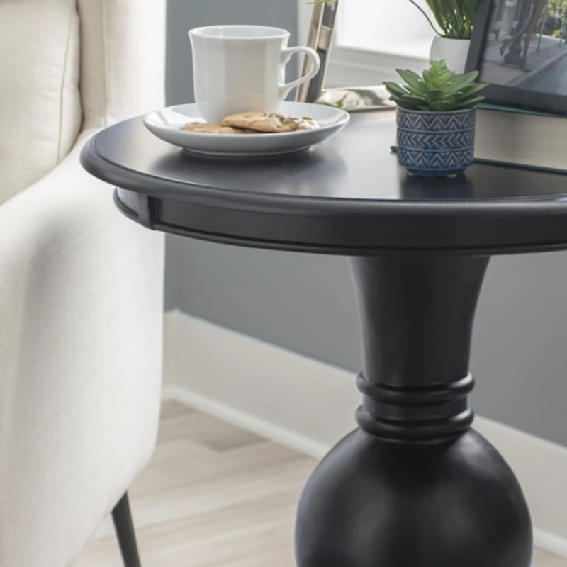 Wood Round Base Side Table