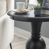 Wood Round Base Side Table